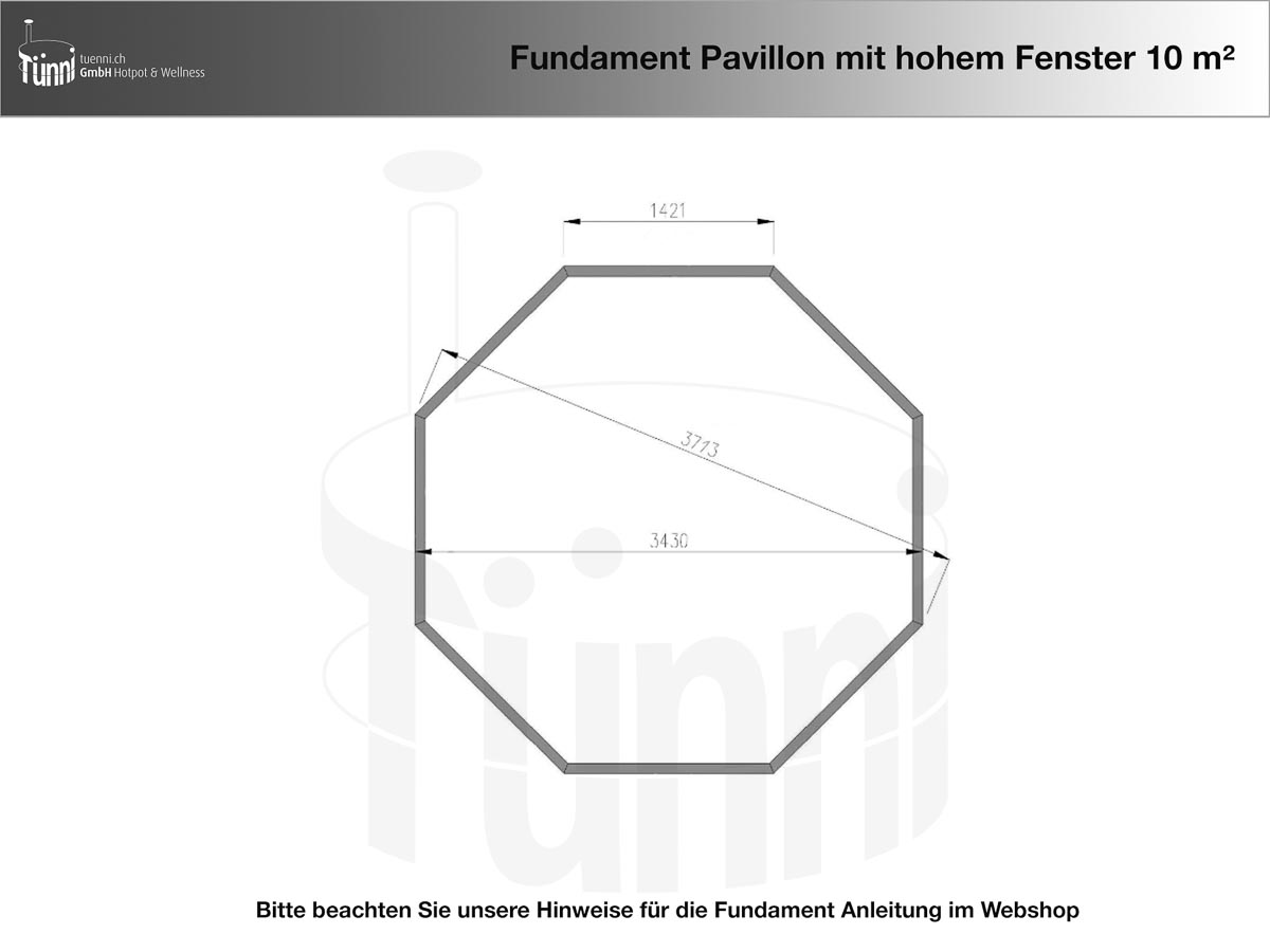 Fundamentplan Pavillon 10 m²